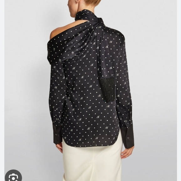 MONSE Long Sleeve Tie Neck Fringe - Picture 16 of 17